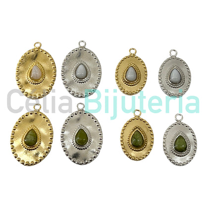 Medalha de Aço com Pedra Natural