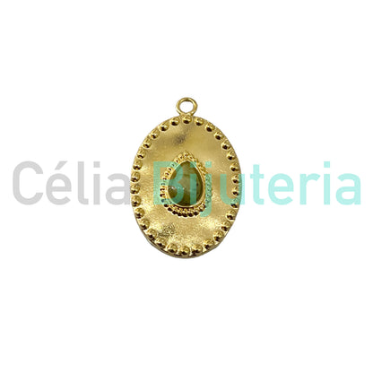 Medalha de Aço com Pedra Natural