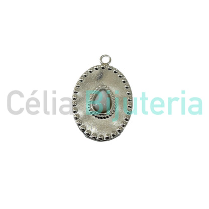 Medalha de Aço com Pedra Natural