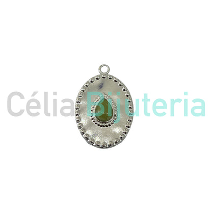 Medalha de Aço com Pedra Natural