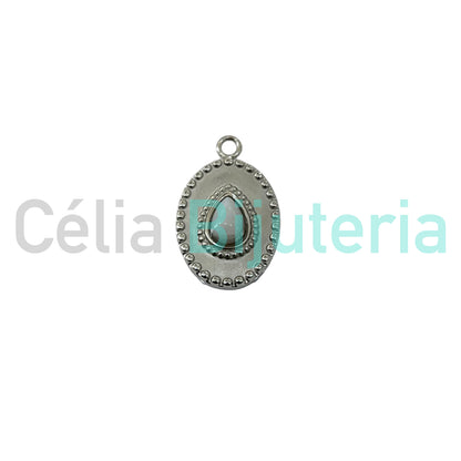 Medalha de Aço com Pedra Natural