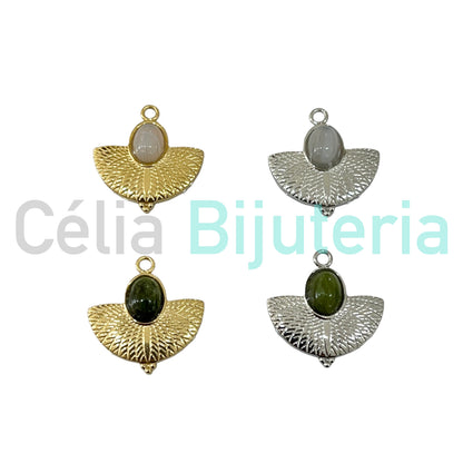 Medalha de Aço com Pedra Natural