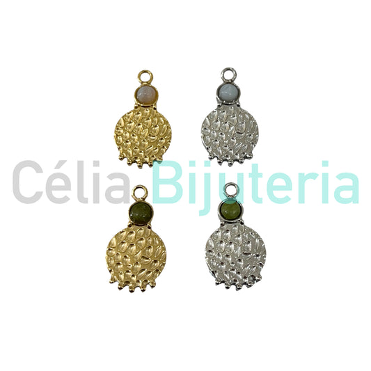 Medalha de Aço com Pedra Natural