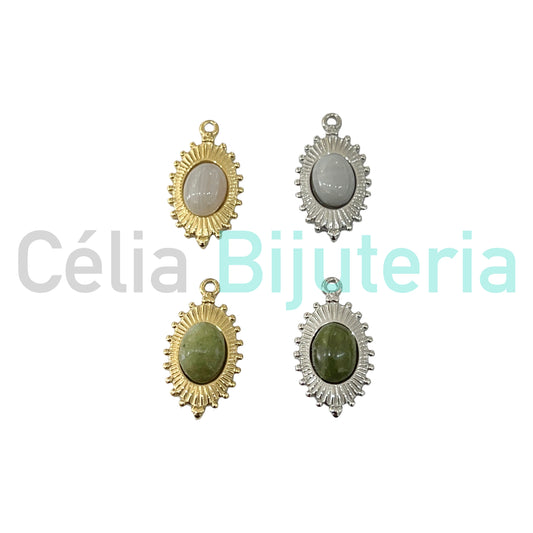 Medalha de Aço com Pedra Natural