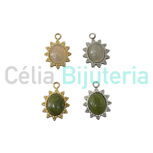 Medalha de Aço com Pedra Natural