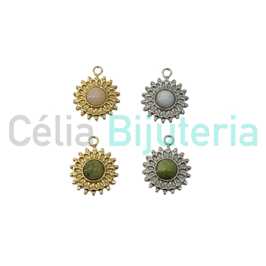 Medalha de Aço com Pedra Natural