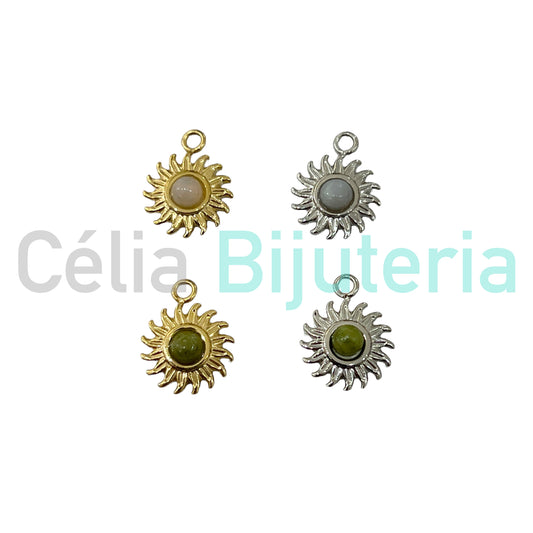 Medalha de Aço com Pedra Natural