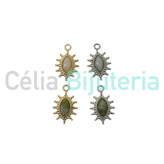 Medalha de Aço com Pedra Natural