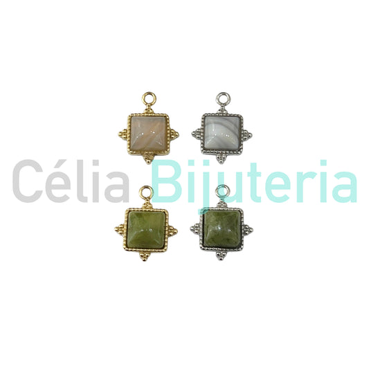 Medalha de Aço com Pedra Natural