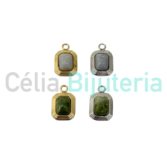 Medalha de Aço com Pedra Natural