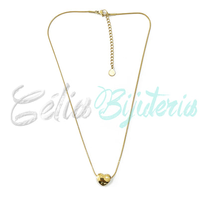 Colar de Aço Snake com Entremeio de Coração