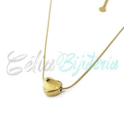 Colar de Aço Snake com Entremeio de Coração