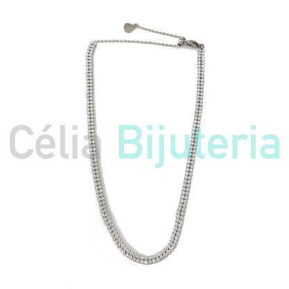 Steel Necklace with Zirconias - Adjustable Chocker (Double Row)