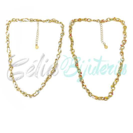 Colar de Aço com Fiada de Cristais Facetados Enterlaçado