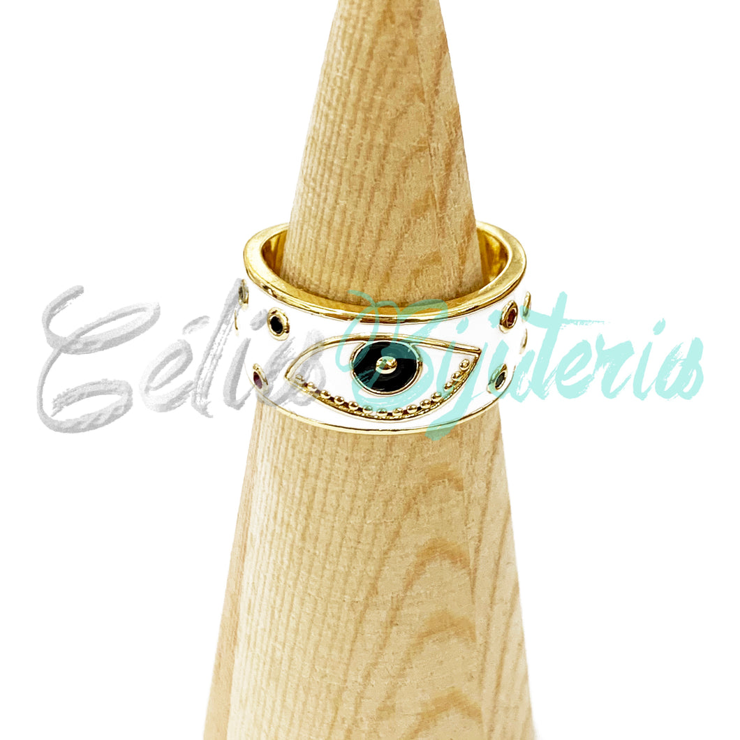 Anillo de Rodio con Circonitas - ojo