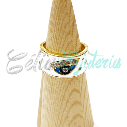 Anel de Ródio com Zircônias - olho