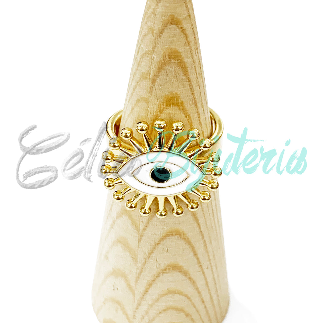 Anillo de Rodio con Circonitas - ojo