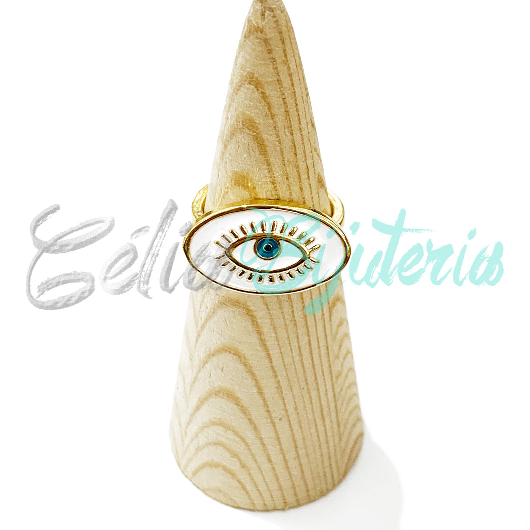 Anillo de Rodio con Circonitas - ojo