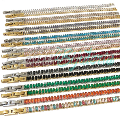 Pulseira de Aço Ajustável com Brilhantes - grosso