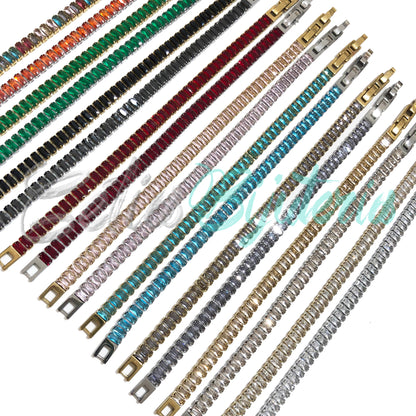 Pulseira de Aço Ajustável com Brilhantes - grosso