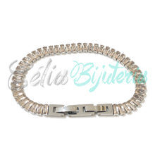 Cargar imagen en el visor de la galería, Pulsera ajustable de acero con diamantes - gruesa
