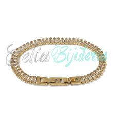 Cargar imagen en el visor de la galería, Pulsera ajustable de acero con diamantes - gruesa
