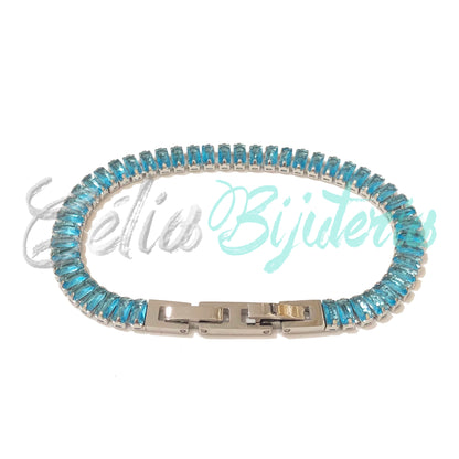 Pulseira de Aço Ajustável com Brilhantes - grosso