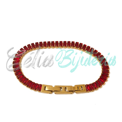 Pulseira de Aço Ajustável com Brilhantes - grosso