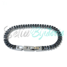 Cargar imagen en el visor de la galería, Pulsera ajustable de acero con diamantes - gruesa
