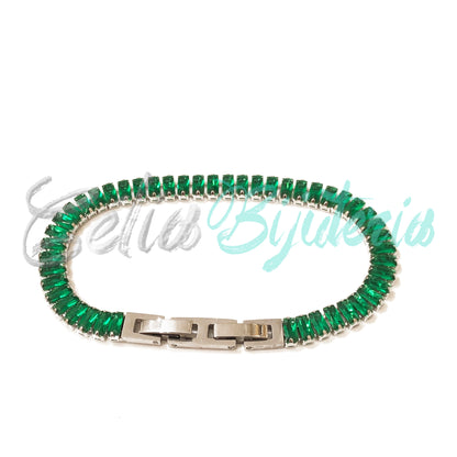 Pulseira de Aço Ajustável com Brilhantes - grosso