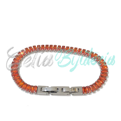 Pulseira de Aço Ajustável com Brilhantes - grosso