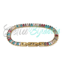 Cargar imagen en el visor de la galería, Pulsera ajustable de acero con diamantes - gruesa
