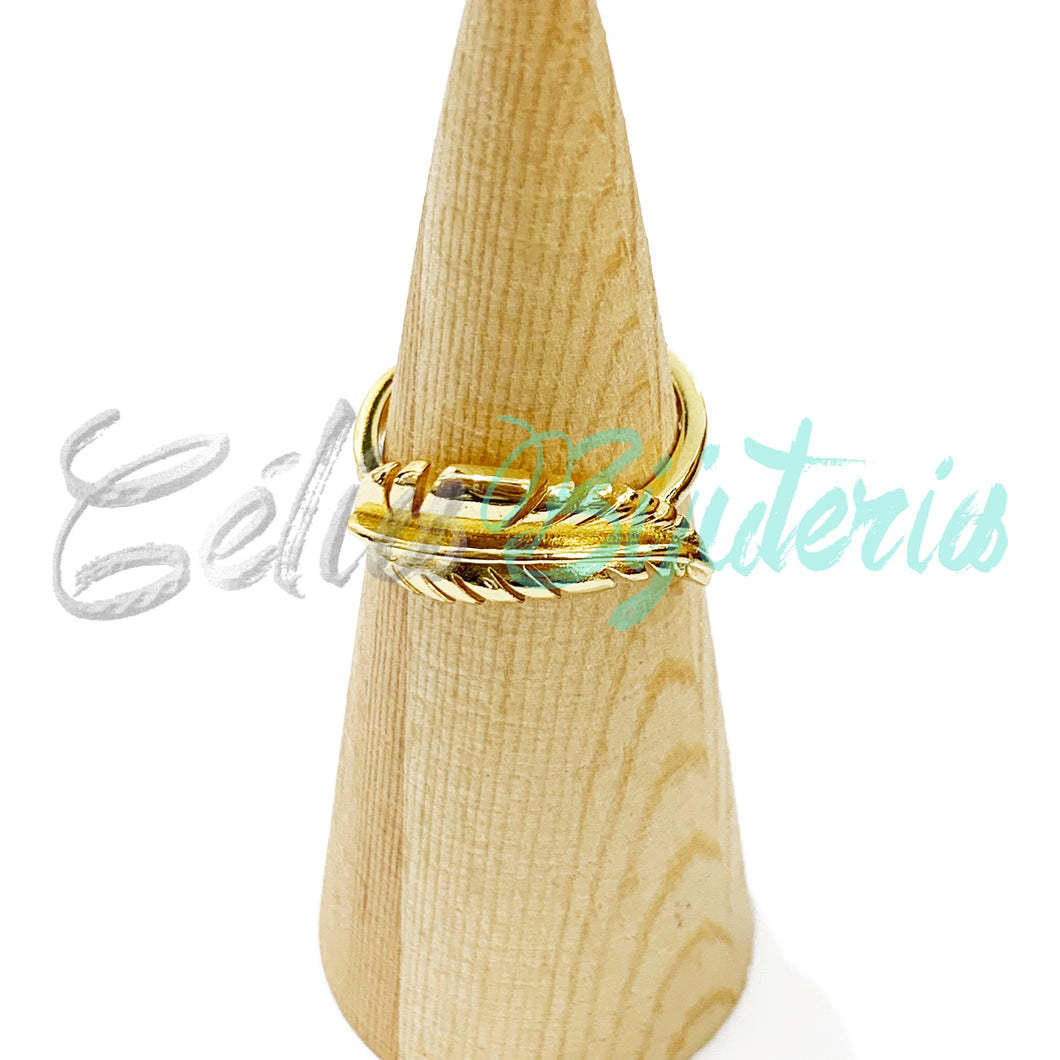 Anillo de Rodio con Circonita - hoja