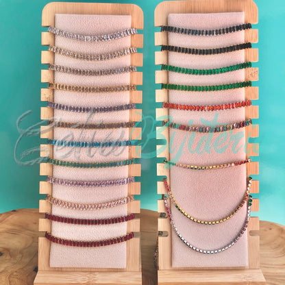 Pulseira de Aço Ajustável com Brilhantes - grosso