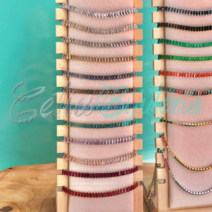 Pulseira de Aço Ajustável com Brilhantes - grosso