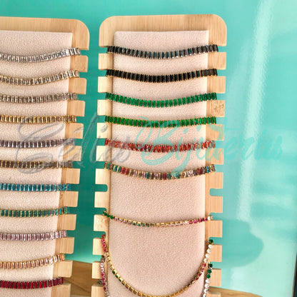 Pulseira de Aço Ajustável com Brilhantes - grosso