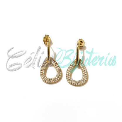 Brinco de Ródio com Zircônias com pendente