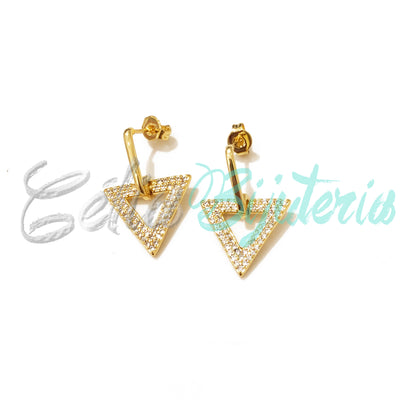 Brinco de Ródio com Zircônias com pendente