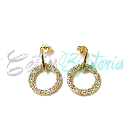 Brinco de Ródio com Zircônias com pendente