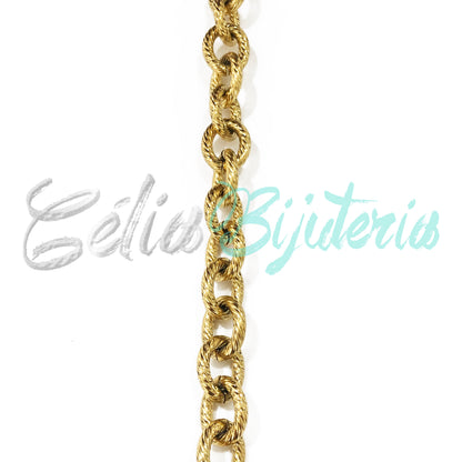 Corrente ao metro de Aço Inox com detalhes - grosso