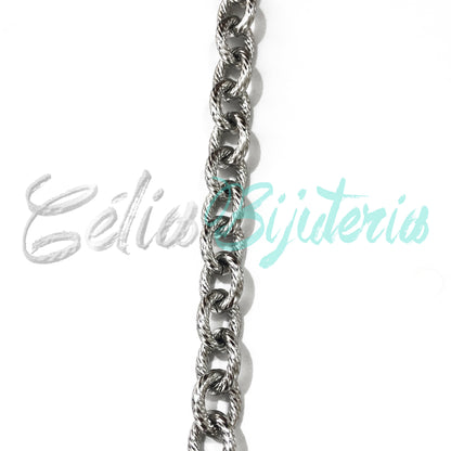 Corrente ao metro de Aço Inox com detalhes - grosso