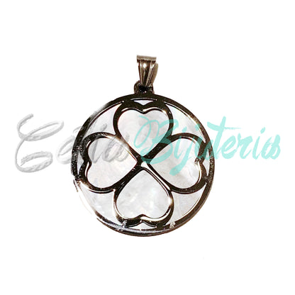 Medalha/Colar de Aço com Madrepérola - trevo