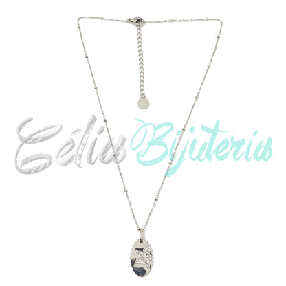 Colar de Aço com medalha com brilhantes - estrela