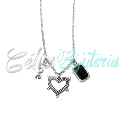 Colar de Aço com Coração "LOVE"