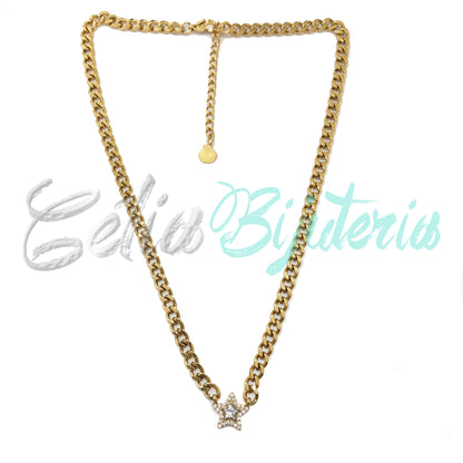 Colar de Aço com Estrela Brilhante