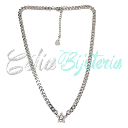 Colar de Aço com Estrela Brilhante