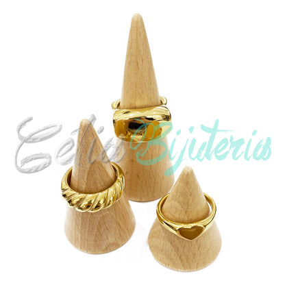 Expositor de Anéis de Madeira (Conjunto de 3)