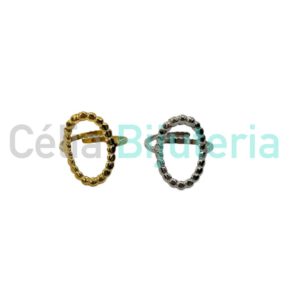 Anillo de acero - ovalado con lunares