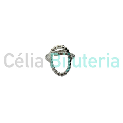 Anillo de acero - ovalado con lunares