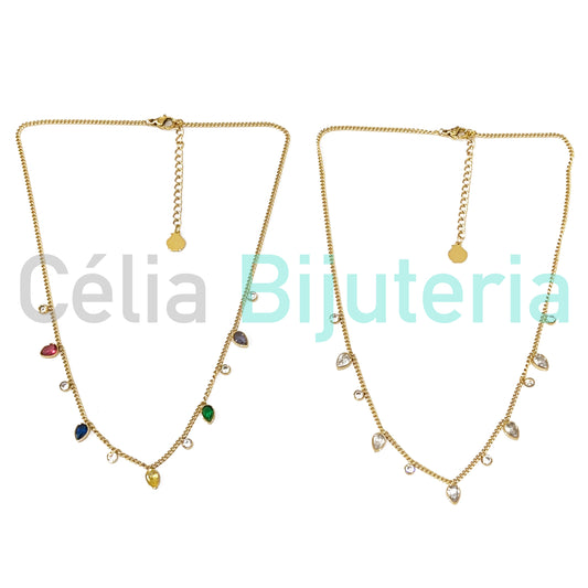 Steel Necklace with Diamonds